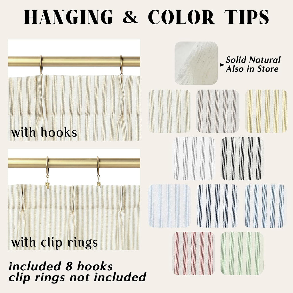 Christmas Kitchen Curtains,Farmhouse Red and Off White Striped Linen Cotton Small Cafe Cabin Curtain for Window