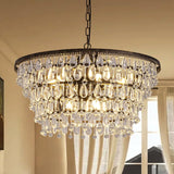 Vintage Crystal Chandeliers for Dining Room Light Fixture, 9-Light 5-Tier Antique Bronze Chandelier for Kitchen Island Bar Living Room Foyer Entryway, D28'' xH17'' A108-B0DZWSZDRW
