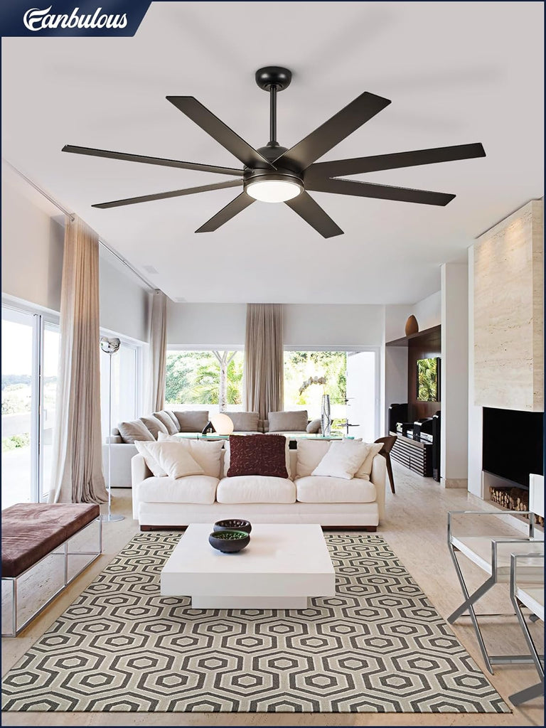 72" Ceiling Fan with LED Light and Remote - Classic Black
