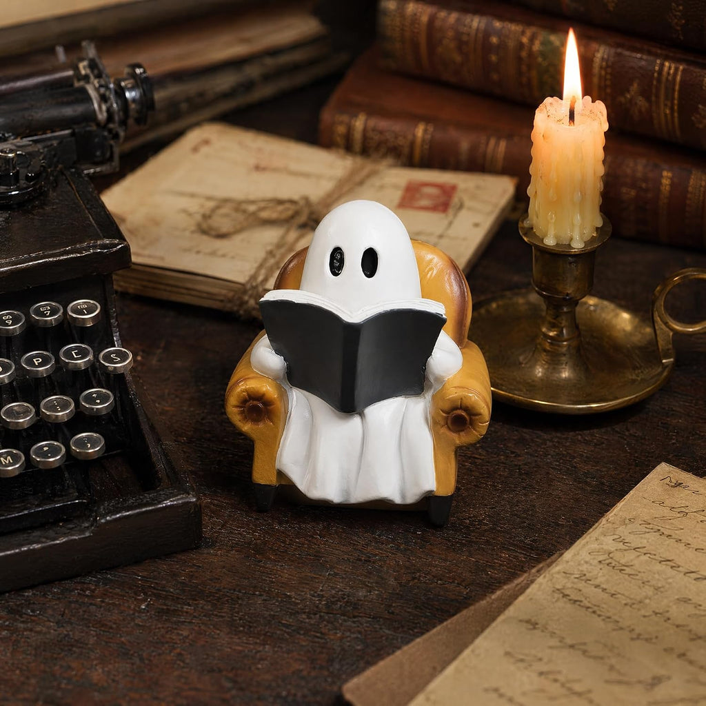 Ghost Reading Book Figurines Ghosts Halloween Decor Cute Ghost Decor Halloween Decorations Indoor Book Lover Gifts