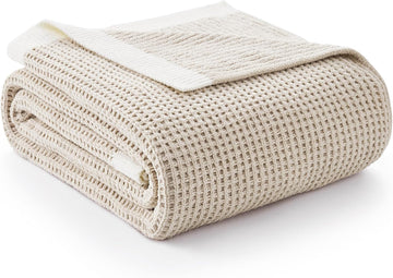 Chenille Throw Blanket, Soft Cozy Waffle Throw, Warm Yet Lightweight, Breathable All-Season Throws for Women Men