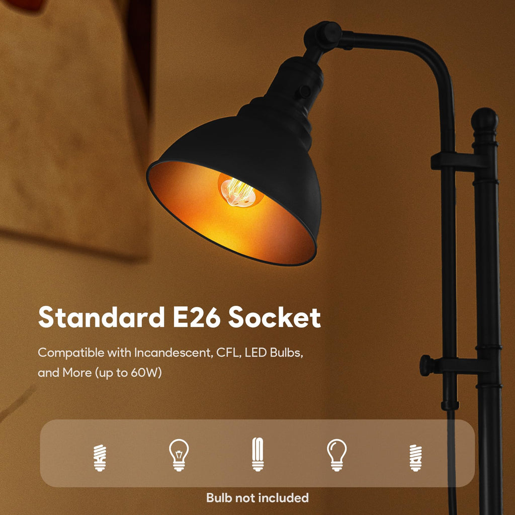 Rustic Desk Lamp, Adjustable Industrial Table Lamp