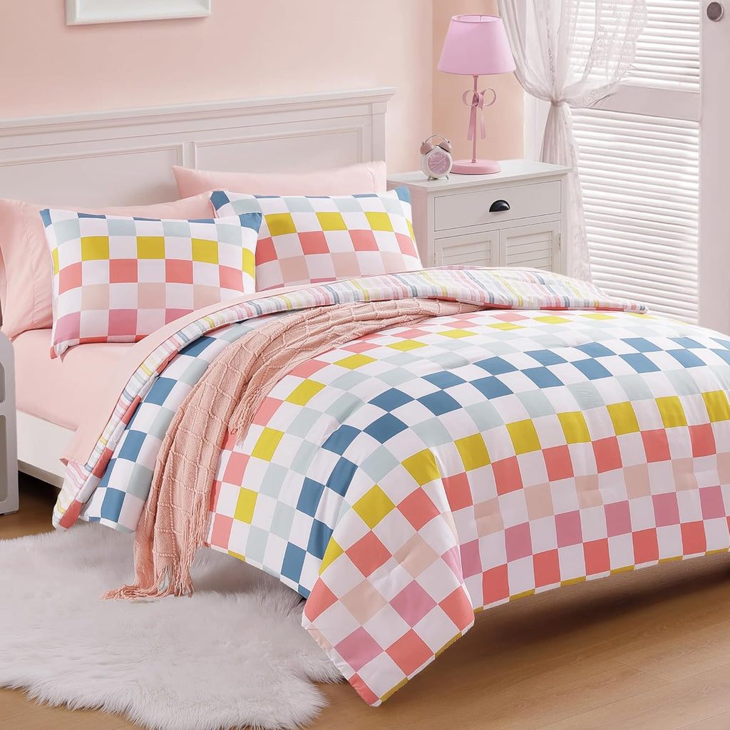Full Comforter Sets for Girls-7 Pieces Soft Full Bedding Sets - Set of 7