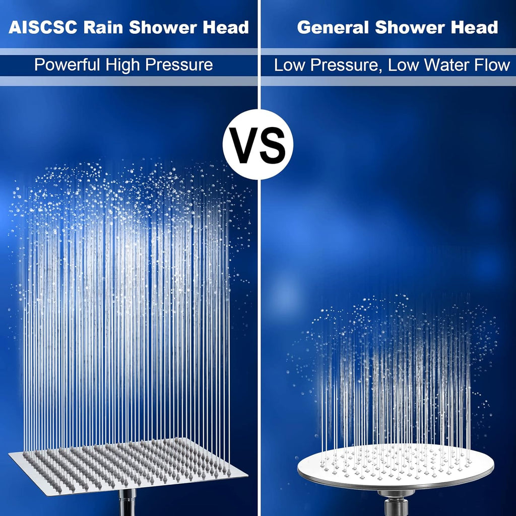 Rain Shower Head - 10 Inch High Pressure Shower Heads 304 Stainless Steel Ultra Thin Square Showerhead Pressure
