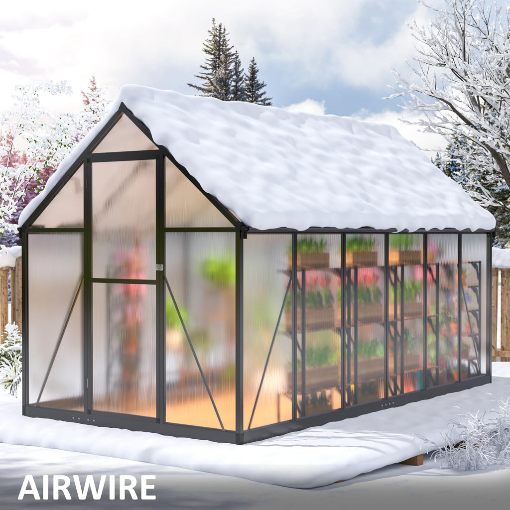 6x10.86 FT Walk-in Polycarbonate Greenhouse for Outdoor