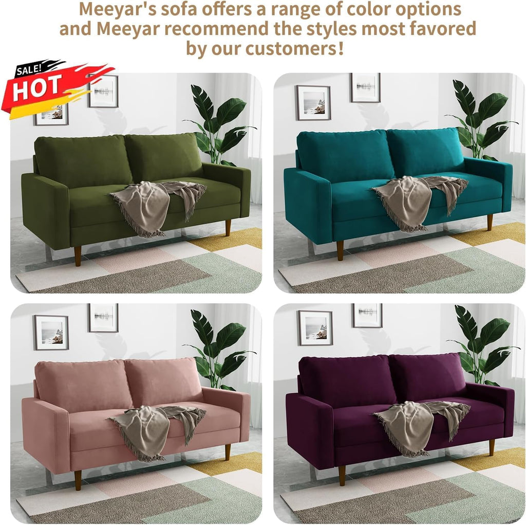 Modern Velvet Sofa Loveseat 58-inch, 2-Seater Compact Sofa , Ergonomic Support, Easy Assembly(Beige)