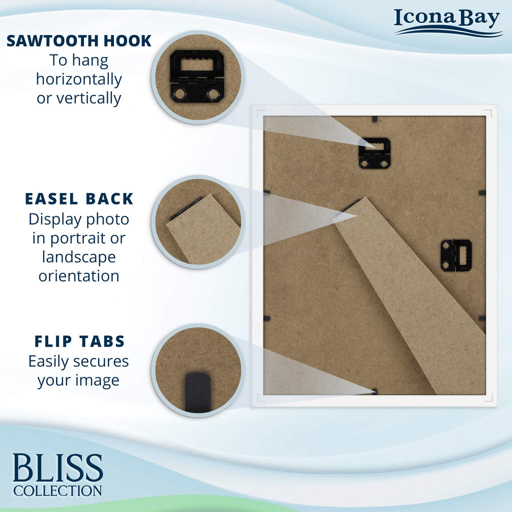 8x10 Picture Frames with Removable Mat to 5x7 Image - White, 12 Pack - Modern Style Engineered Wood Frames Table Top