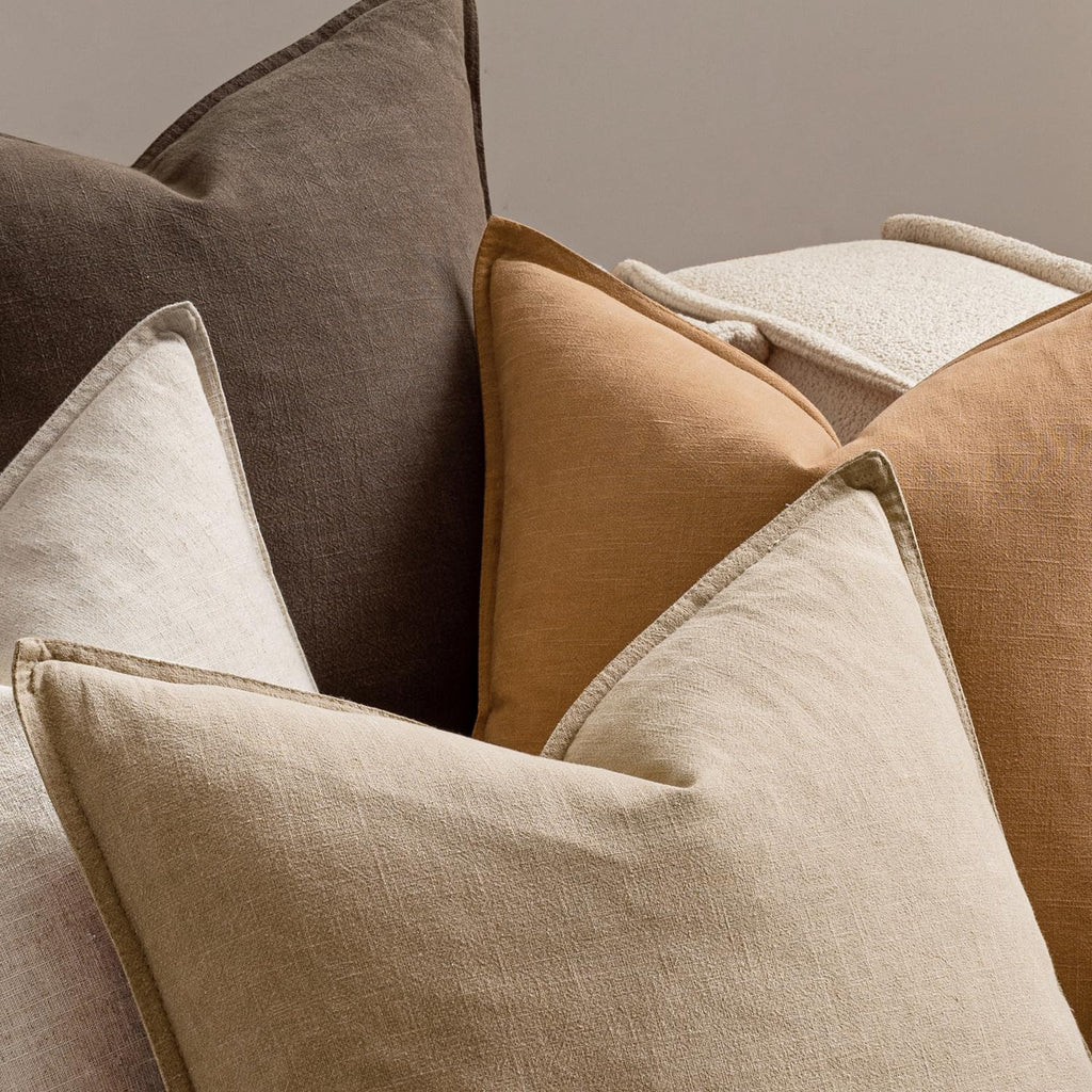 Neutral Brown Linen Pillow Covers Pack of 4 Decorative Natural Fall Throw Pillow Covers Soft Accent Boho Farmhouse
