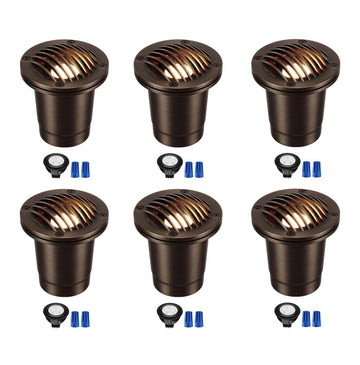 6 Pack] Landscape Well Lights,Brass Outdoor Low Voltage In Ground Light for Deck Pathway with Replaceable 7W MR16 LED
