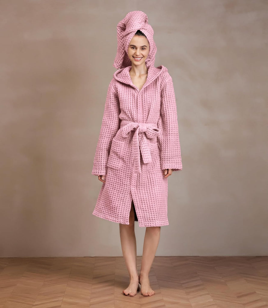 Luxury Organic Japanese Cotton Hotel & Spa Waffle Bathrobe for Men and Women (Hooded/Kimono)