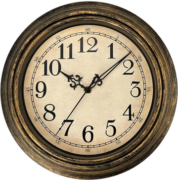 Retro Wall Clock, 12'' Non Ticking Classic Silent Vintage Wall Clocks Decorative Kitchen Living Room Bedroom