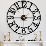 31 Inch Extra Large Wall Clock, Retro Decorative Oversized Silent Little Ticking Battery Operated,Black Metal