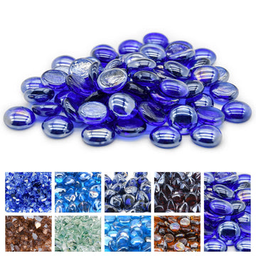 3/4 Inch Cobalt Blue Fire Glass Beads for Fire Pit, 10 Pound