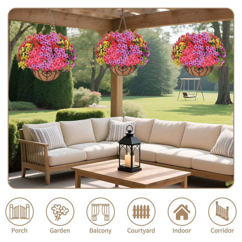 2 Sets Artificial Hanging Flower for Outdoors(Mixed)