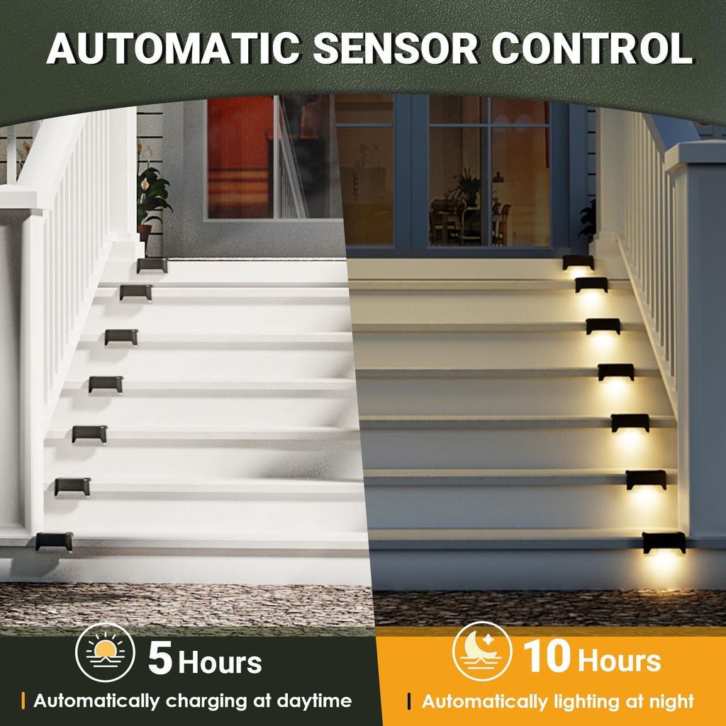 Solar Deck Lights, Solar Step Lights Waterproof, 12 Pack Warm White