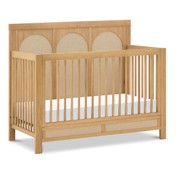 Eloise 4-in-1 Crib, Honey & Performance Sand Eco-Weave | GREENGUARD Gold Certified - Baby Crib Convertible to Toddler