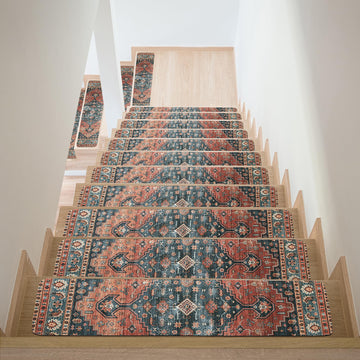 Non-Slip Carpet for Wooden Steps Set of 15, 30"X8" Indoor Stair Runner Extra Slip Resistant Stair Rugs Rubber Safety