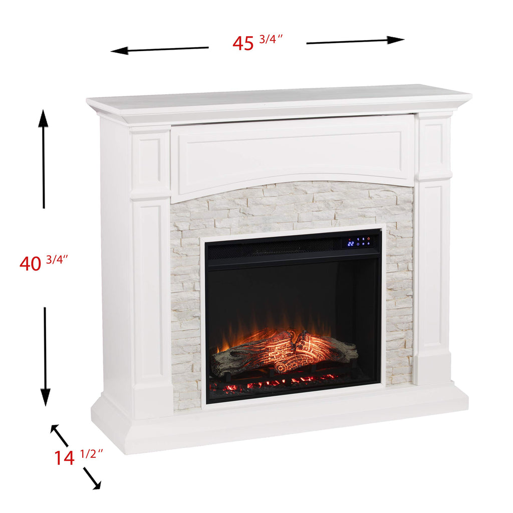 Seneca Electric Touch Screen Media Fireplace - White - Transitional Design, White Glass and Wood - Ideal
