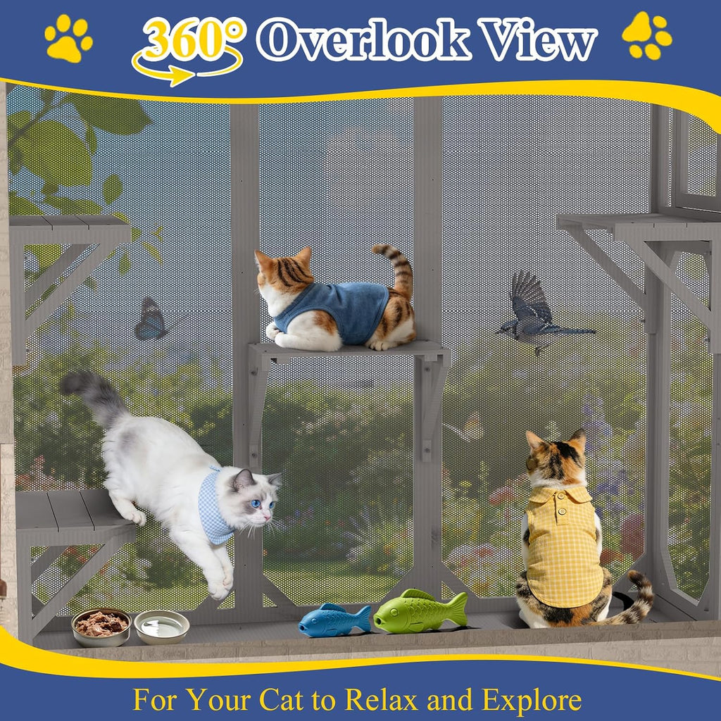 Large Window Catio for Indoor Cats, Multi-Level Cat Window Box