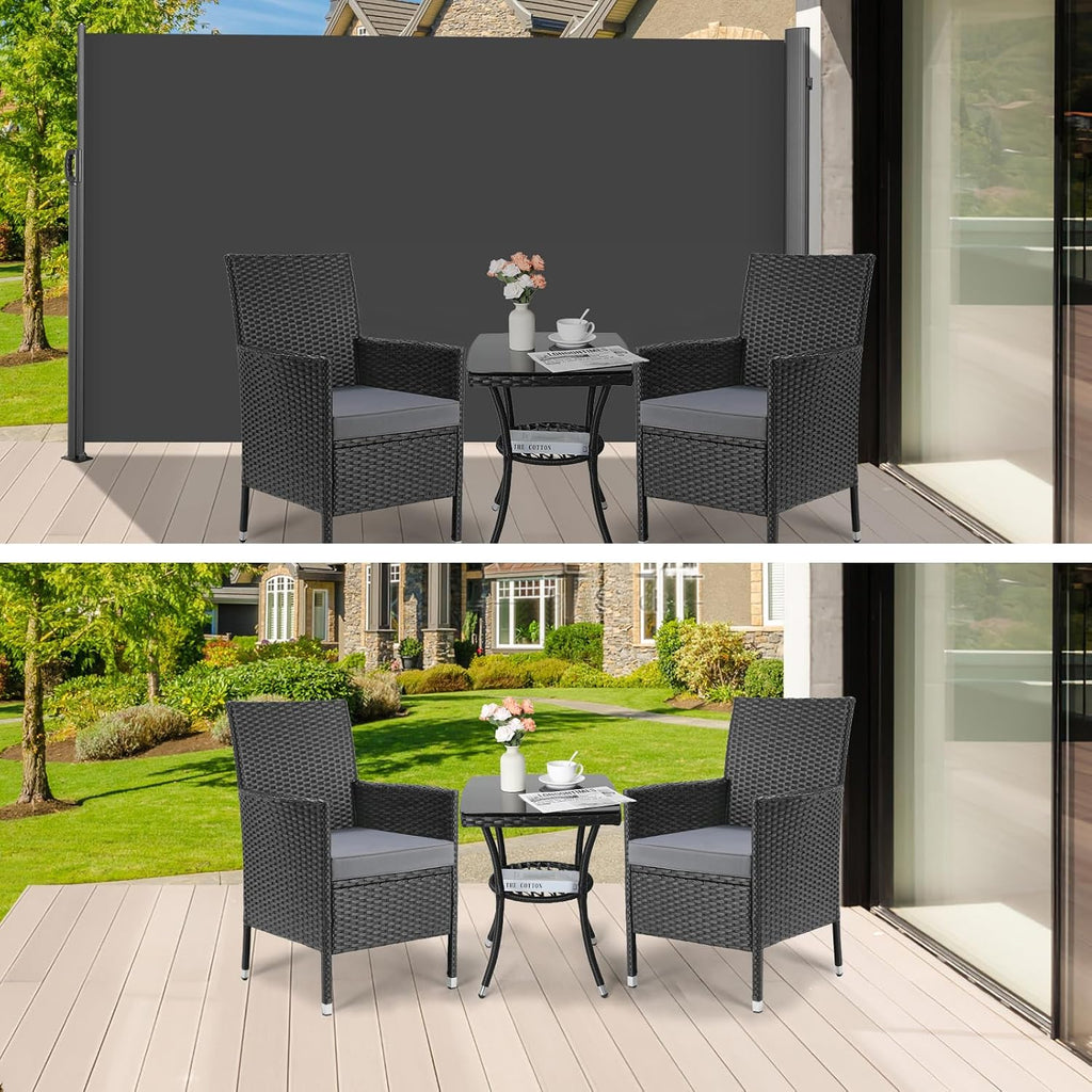 138" x 71" Retractable Side Awning, Patio Privacy Screen | UV Resistant Waterproof Patio Retractable Side Screen for