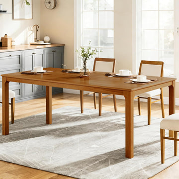 Ace 70.28'L Solid Wood Dining Table for 6-8 People, Rubber Wood Dining Room Table, Minimalist Modern Rectangular