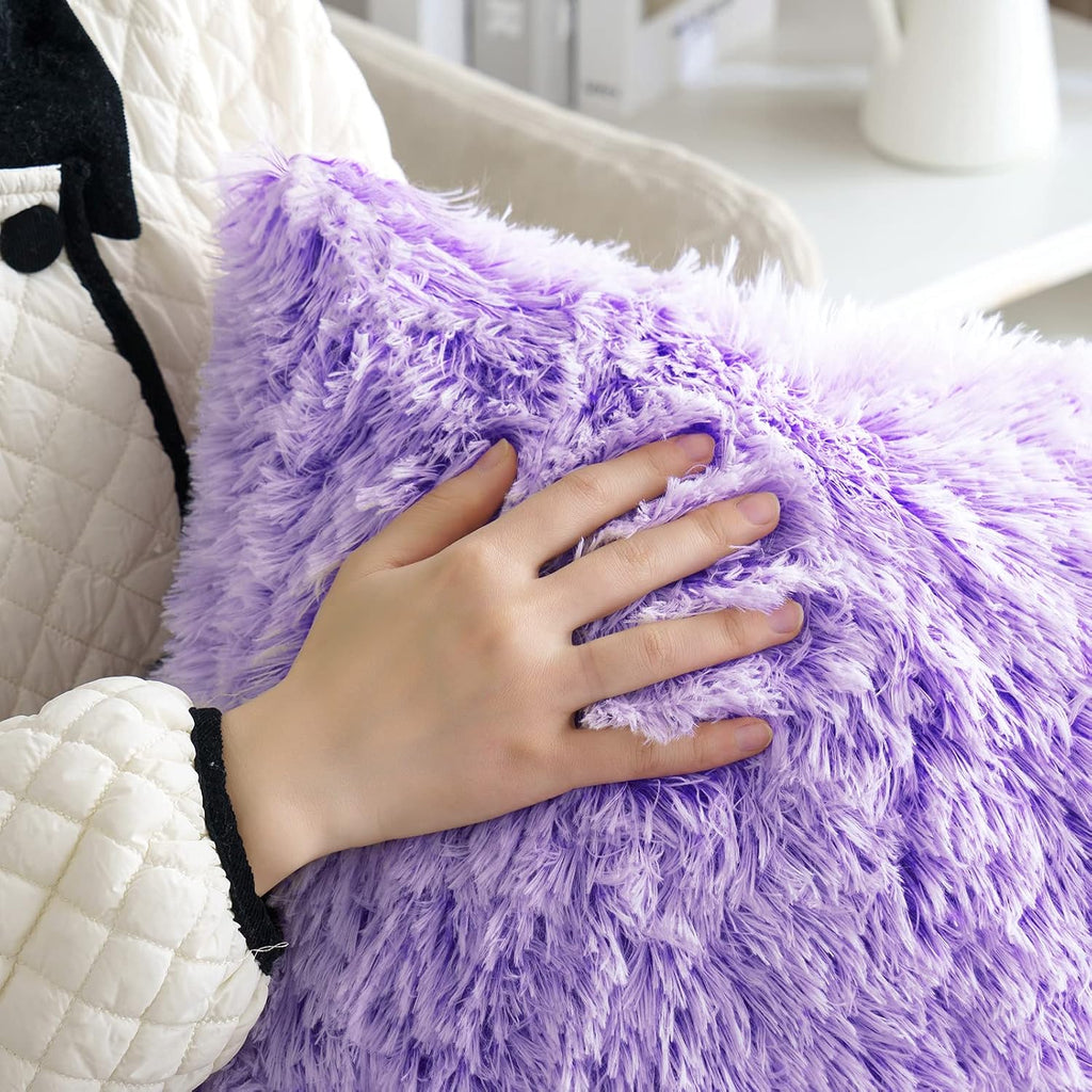 Pack of 2 Ultra Soft Fluffy Throw Pillow Covers Decorative Plush Shaggy Double-Sided Faux Fur Pillow Cases Cushions