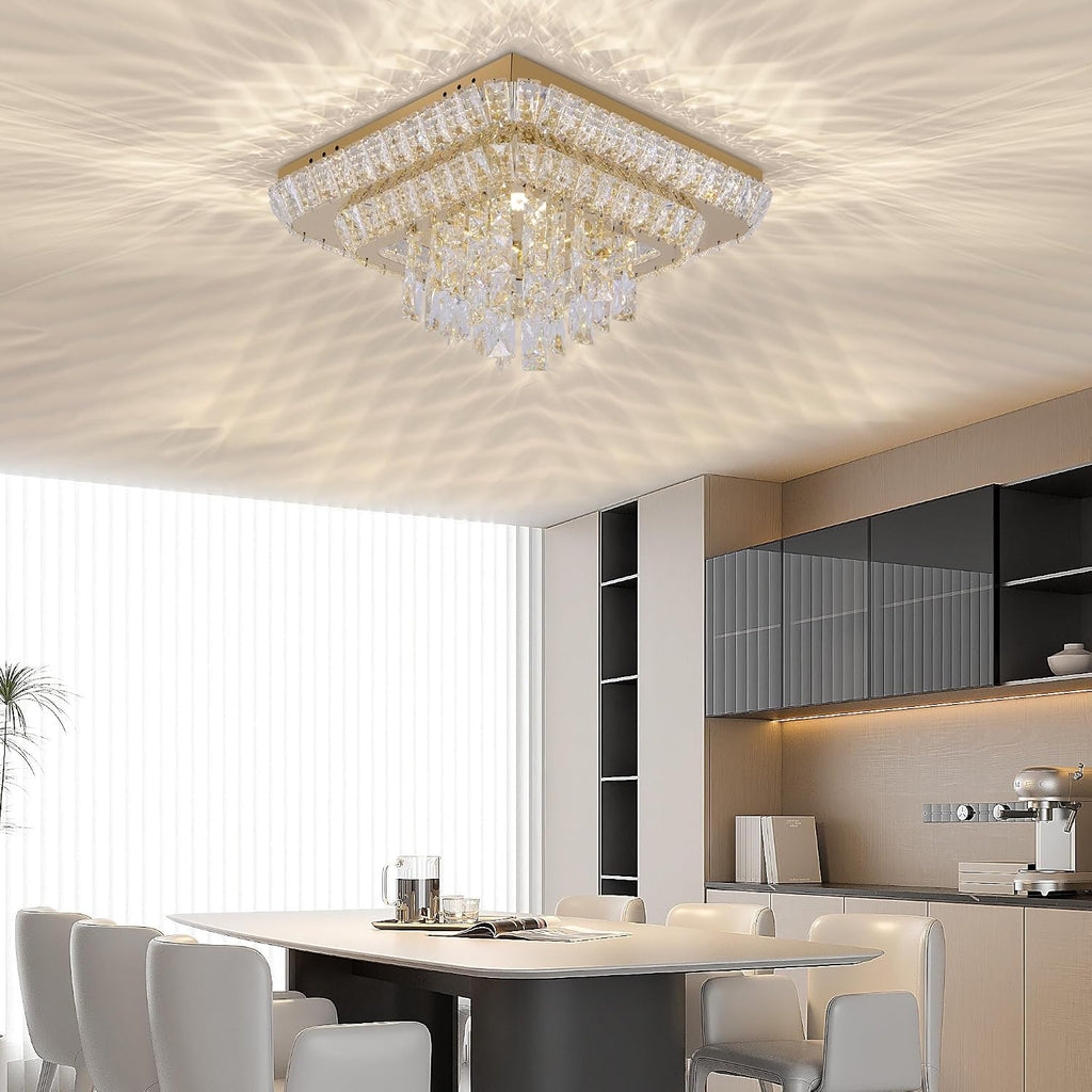 Crystal Chandeliers:Modern Led Luxury Ceiling Light Flush Mount 25 | Smart Remote/APP Control,0%-100% Brightness