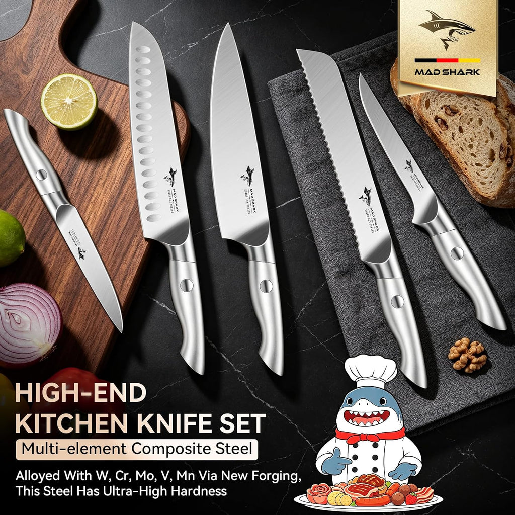 Kitchen Knife Set,5PCS High Carbon Stainless Steel Chef Knife Set | Ultra Sharp Blades, Ergonomic Non-Slip Grip