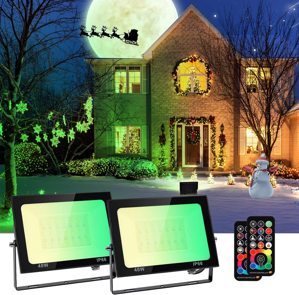 400W LED Flood Light Outdoor, Equivalent RGB Floodlight with Remote, 256 Colors Uplight with Custom Mode, 4000 Lumens