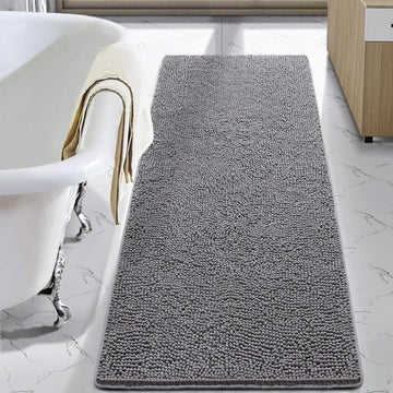 Luxury Bathroom Rug Shaggy Bath Mat 24 x 48 Inch, Gray