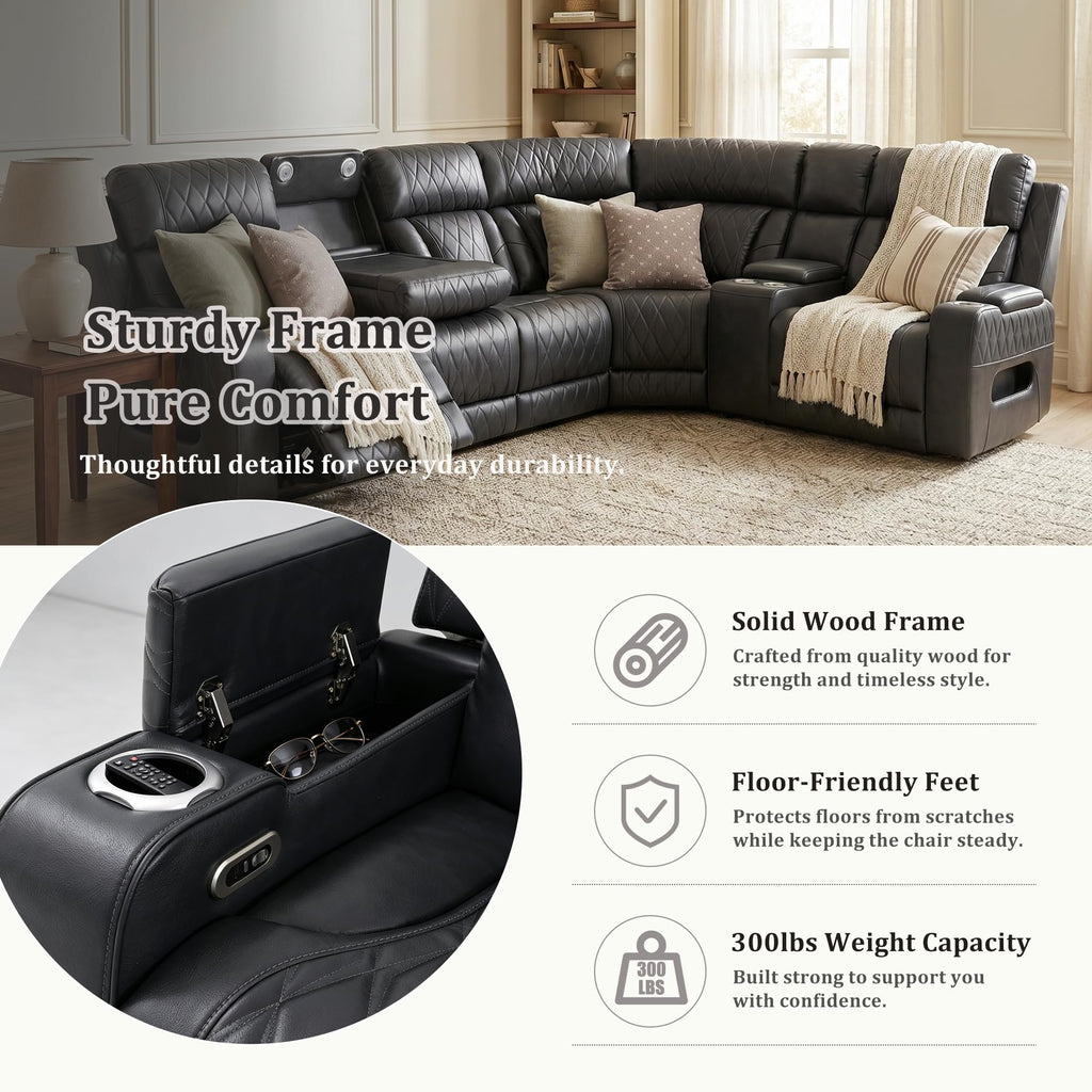 Power Reclining Sectional Sofa with Cup Holders/Storage