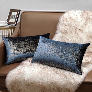 Pack of 2 Sparkling Velvet Decorative Solid Throw Decorative Pillow Cover Soft Gold Glitter Square Cushion Cover
