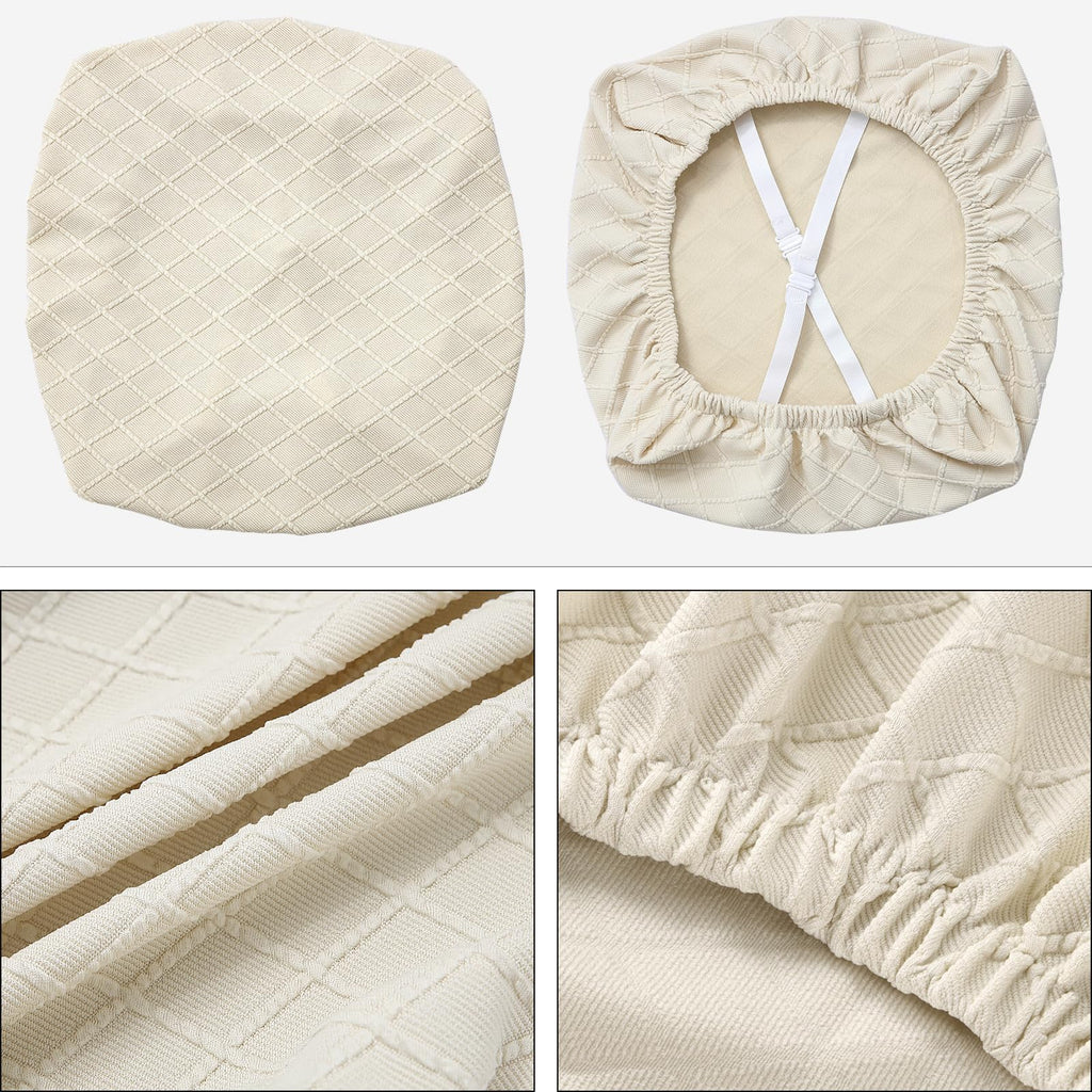 Dining Chair Seat Covers Stretch Slipcovers, 6 Pack, Beige