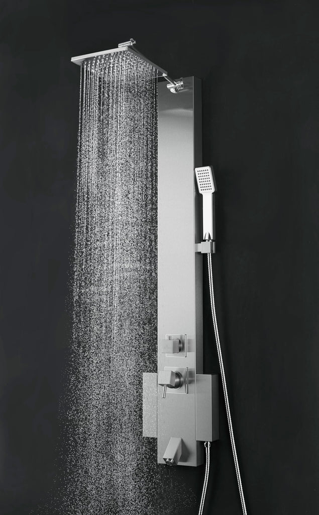 48" Stainless Steel SPS822A Shower Panel Tower with Rainfall Shower Head and Spout