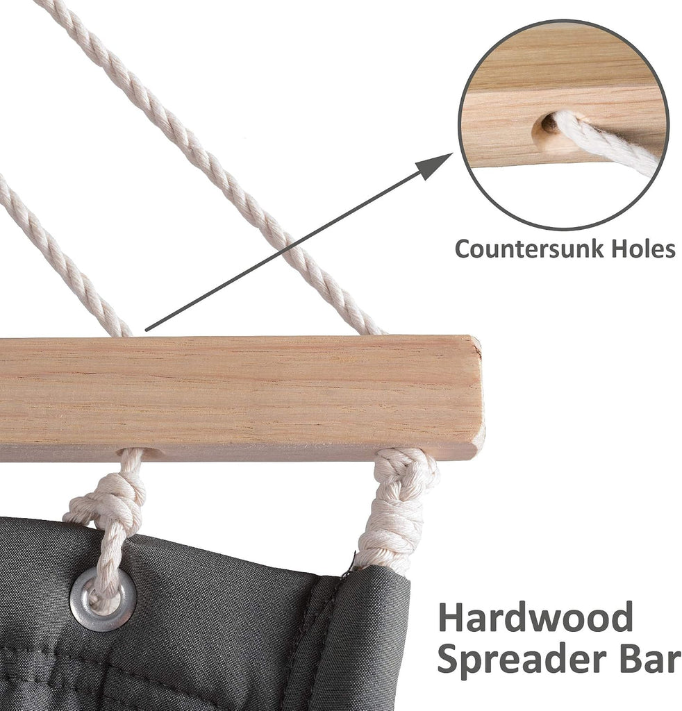 Heavy Duty Hanging Tree Hammock, 475 lbs Capacity, Gray | Two Person Hammock with Large Soft Pillow, Tree Hooks