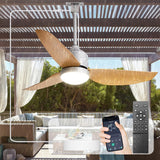 42 Inch Nickel Waterproof Gazebo Fans with Lights Outdoor Hanging - Plug in Remote App Control for Patio Indoor Farmhouse Porch - 6 Speed Reversible DC Motor A101-B0F4NL1X3C