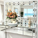Crystal Decorative Wall Mirror , 36 X 24 Inches Large Mirror for Wall Decor with Beveled Edge, Rectangle Elegant Wall