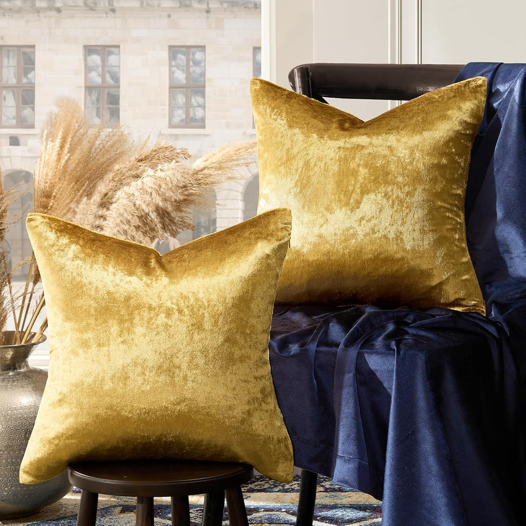 Gold Velvet Decorative Throw Pillow Covers,18x18 Pillow Covers