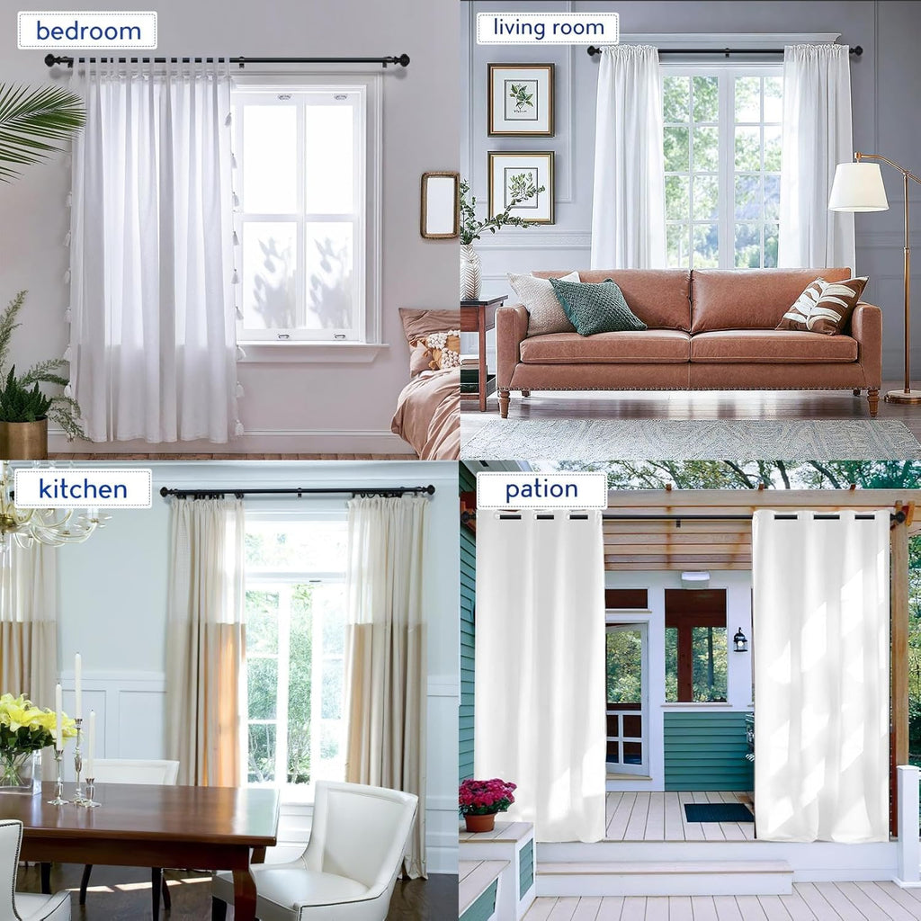 Curtain Rods for Windows,3/4 inch Heavy Duty Adjustable Decorative Curtain Rod with Modern Finials,Window