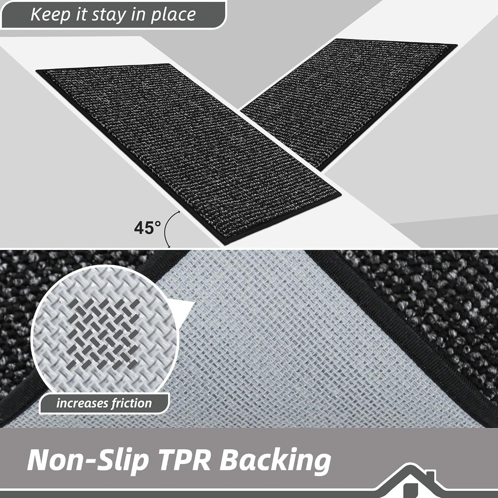 Dirt Trapper Door Mat 24" x 36", Non-Slip Washable Doormats, Black | Entrance Mat Dirt Resistant and Absorbent