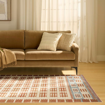 Home Nordic Ivory Rust Area Rug - Easy Clean, Non Shedding, Bed Room, Living Room, Dining Room, Kitchen