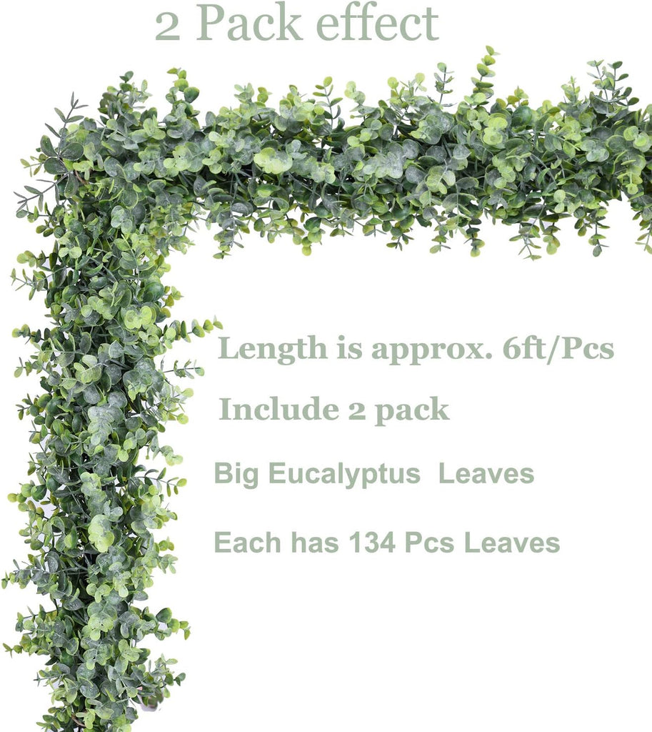 Faux Eucalyptus Garland Plant, Artificial Vines Hanging Eucalyptus Leaves Greenery Garland for Wedding - Set of 4