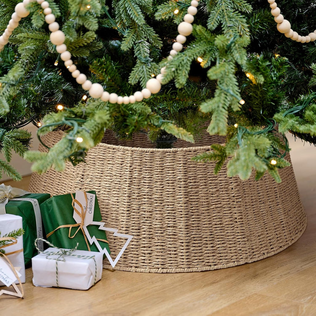 Christmas Tree Collar- 26",Christmas Tree Base Christmas Tree Basket Collar,for Covering Tree Stand (Burlywood, 26 in)