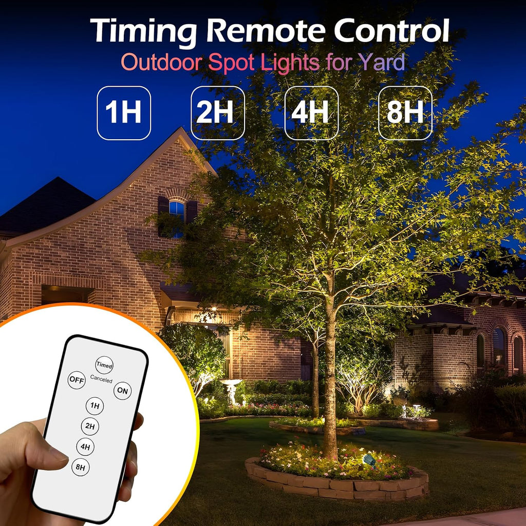 Outdoor Spot Lights,120V Timer Remote Control,IP67 Waterproof,2 Pack, | 6000K Energy saving Landscape Lighting, 5