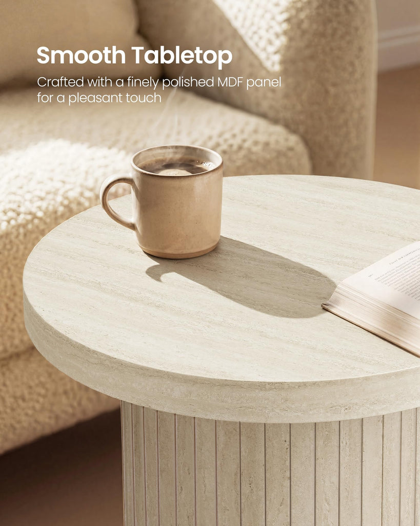 Round Side Table, Tambour End Table, Mid Century Modern Nightstand