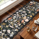 2x10 Scalloped Hallway Runner Rug: Non Slip Washable Floral Carpet Runner for Kitchen Entryway Bedro