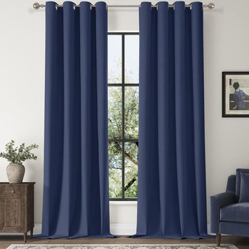 Navy Blue Blackout Curtains 96 Inches Long 2 Panels
