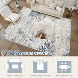 Area Rug Living Room Rugs - 8x10 Abstract Large Soft Indoor Washable Rug Neutral Modern Low Pile Carpet for Bedroom