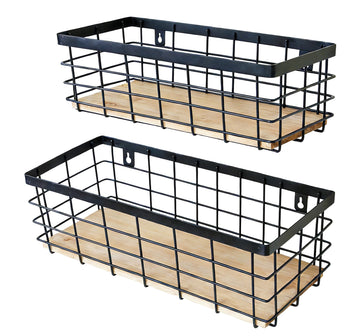 Metal Wire Basket Cabinet Pantry Bathroom Set of 2