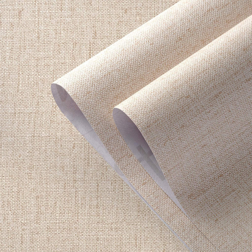 Beige Wallpaper Peel and Stick 472" Textured Beige Grasscloth Contact Paper Faux Linen Stick on Wall Paper Waterproof